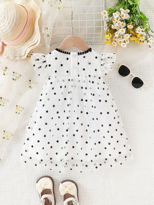 Vestido multicolor lunares elegante con lazo