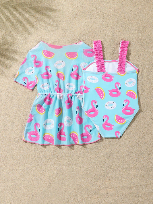 Traje de baño multicolor flamencos dulce verano