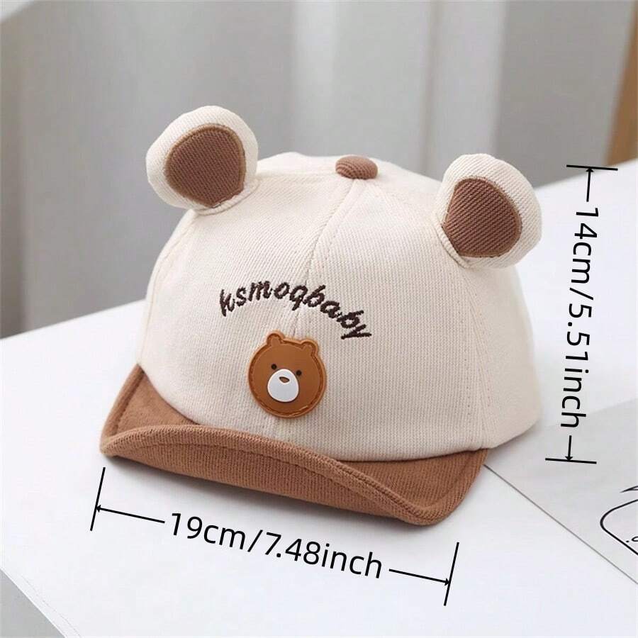 Gorro para bebe con orejitas de oso detalle bordado frontal