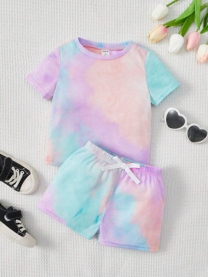 Conjunto de Verano Lila Púrpura: Camiseta y Pantalones Cortos