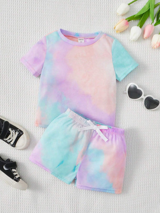 Conjunto de Verano Lila Púrpura: Camiseta y Pantalones Cortos