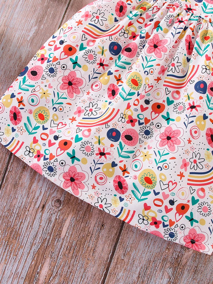 Vestido multicolor de niña sin mangas estampado floral