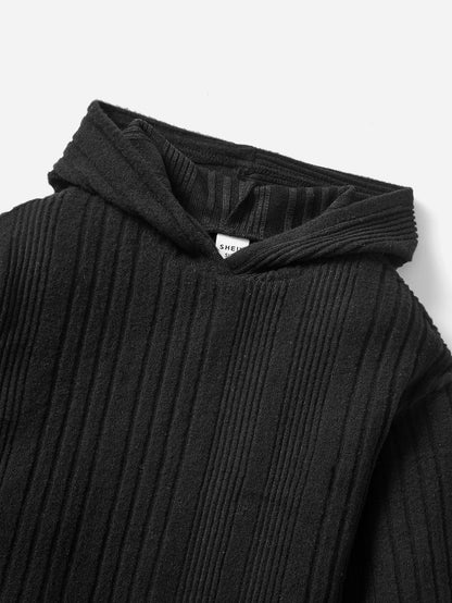 Sudadera leggings capucha negro tejido acanalado infantil cómodo