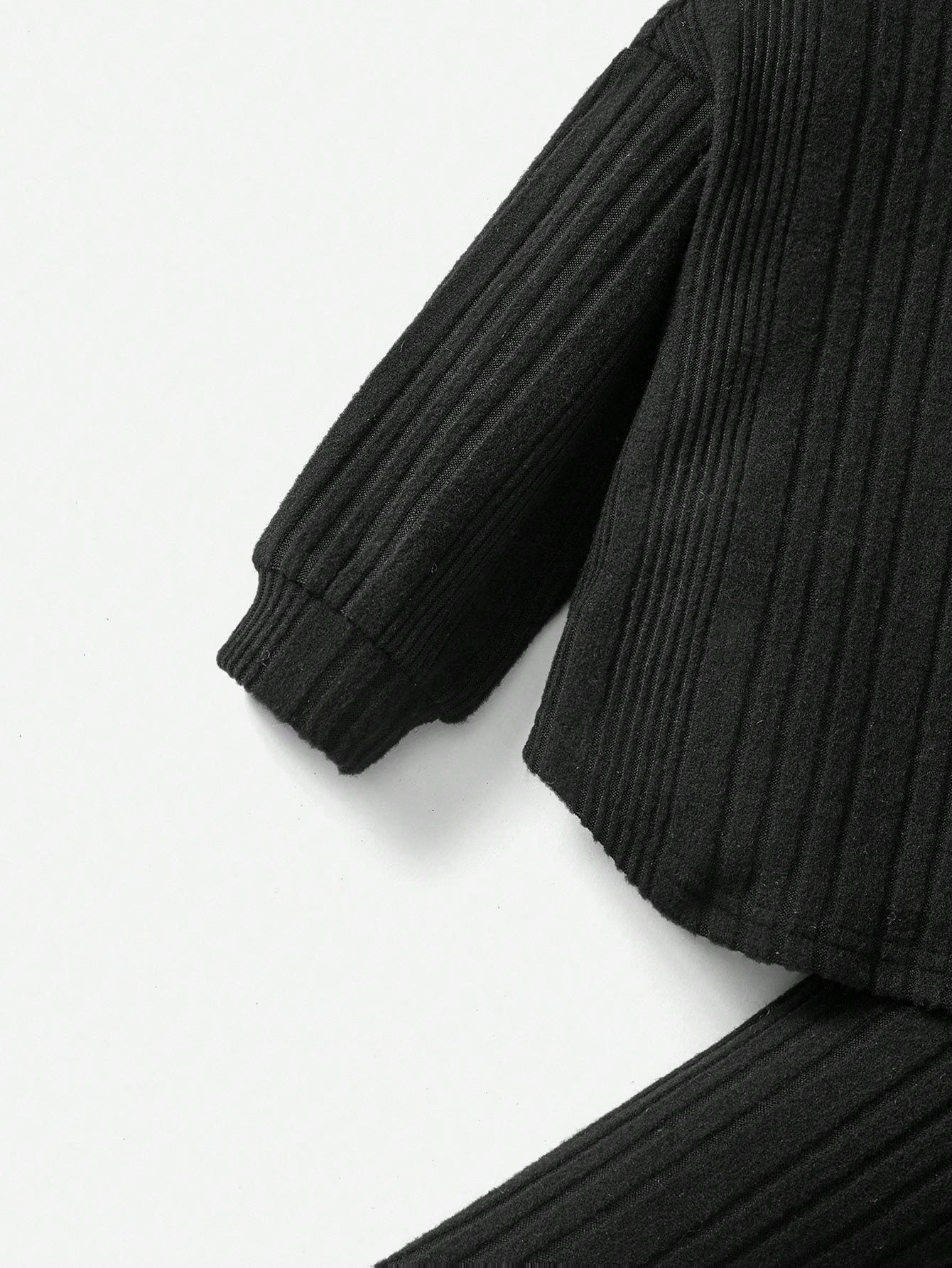 Sudadera leggings capucha negro tejido acanalado infantil cómodo