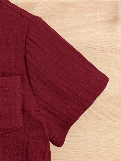 Prenda rojo camisa para bebe niño detalle bolsillo delantero