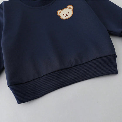 Conjunto azul marino con estampado de oso dulce de dos piezas