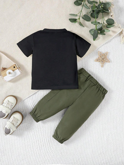 Conjunto negro y verde Boston con pantalón deportivo casual