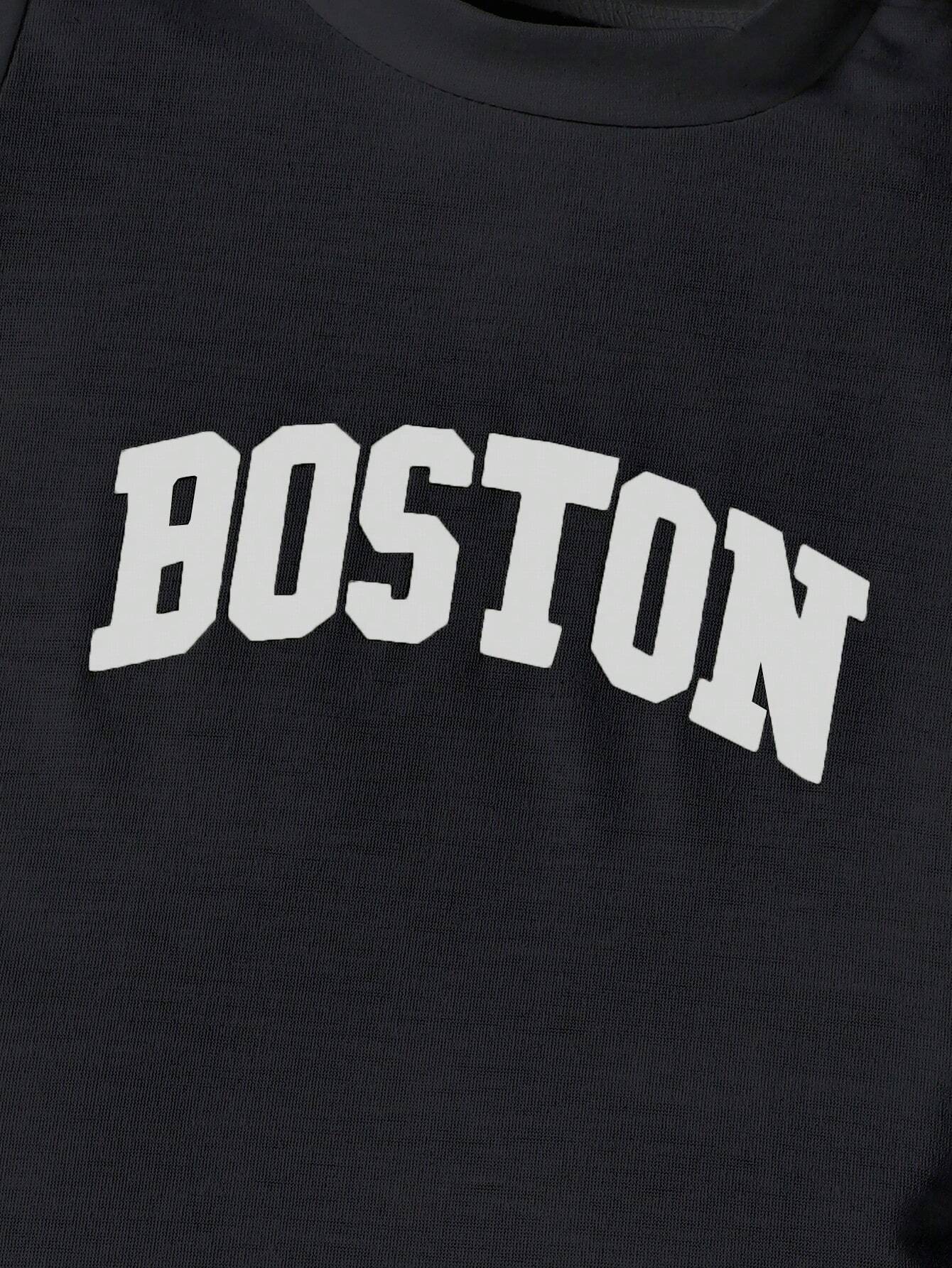 Conjunto negro y verde Boston con pantalón deportivo casual