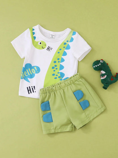 Conjunto dinosaurio verde de camiseta y short