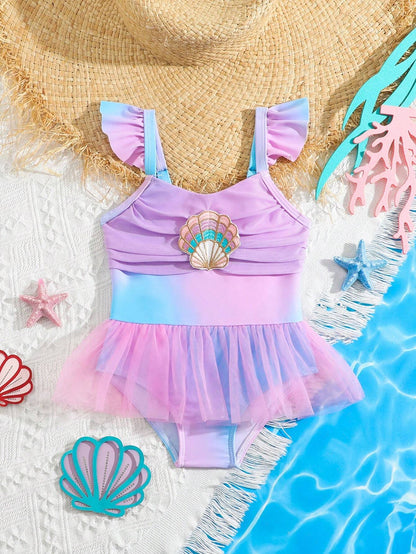 Traje de baño púrpura malva sirenita