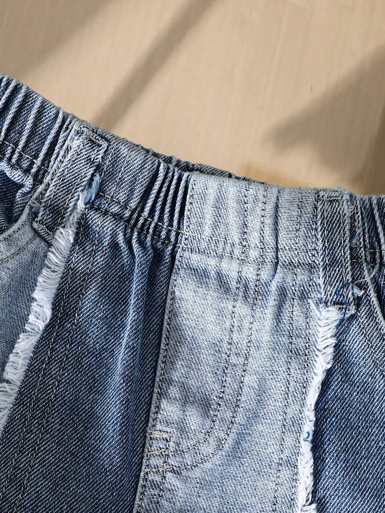 Prenda azul jeans para bebe detalle cintura elástica mezclilla