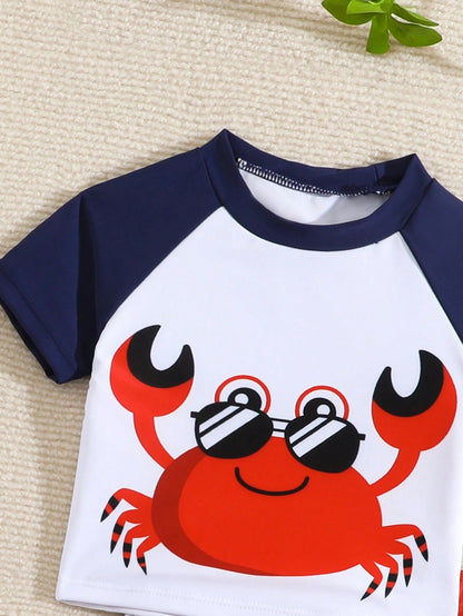Prenda multicolor camiseta traje de baño para bebe detalle estampado de cangrejo