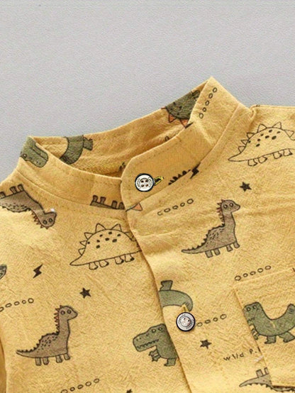 Conjunto amarillo dinosaurios manga corta casual