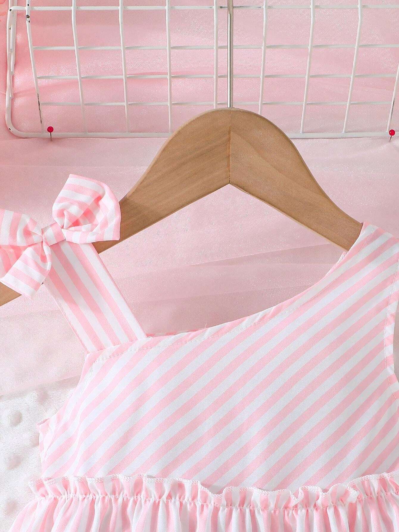 Vestido rosa con rayas para bebé niña sin mangas