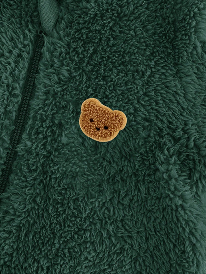 Mameluco térmico verde oscuro con capucha de oso