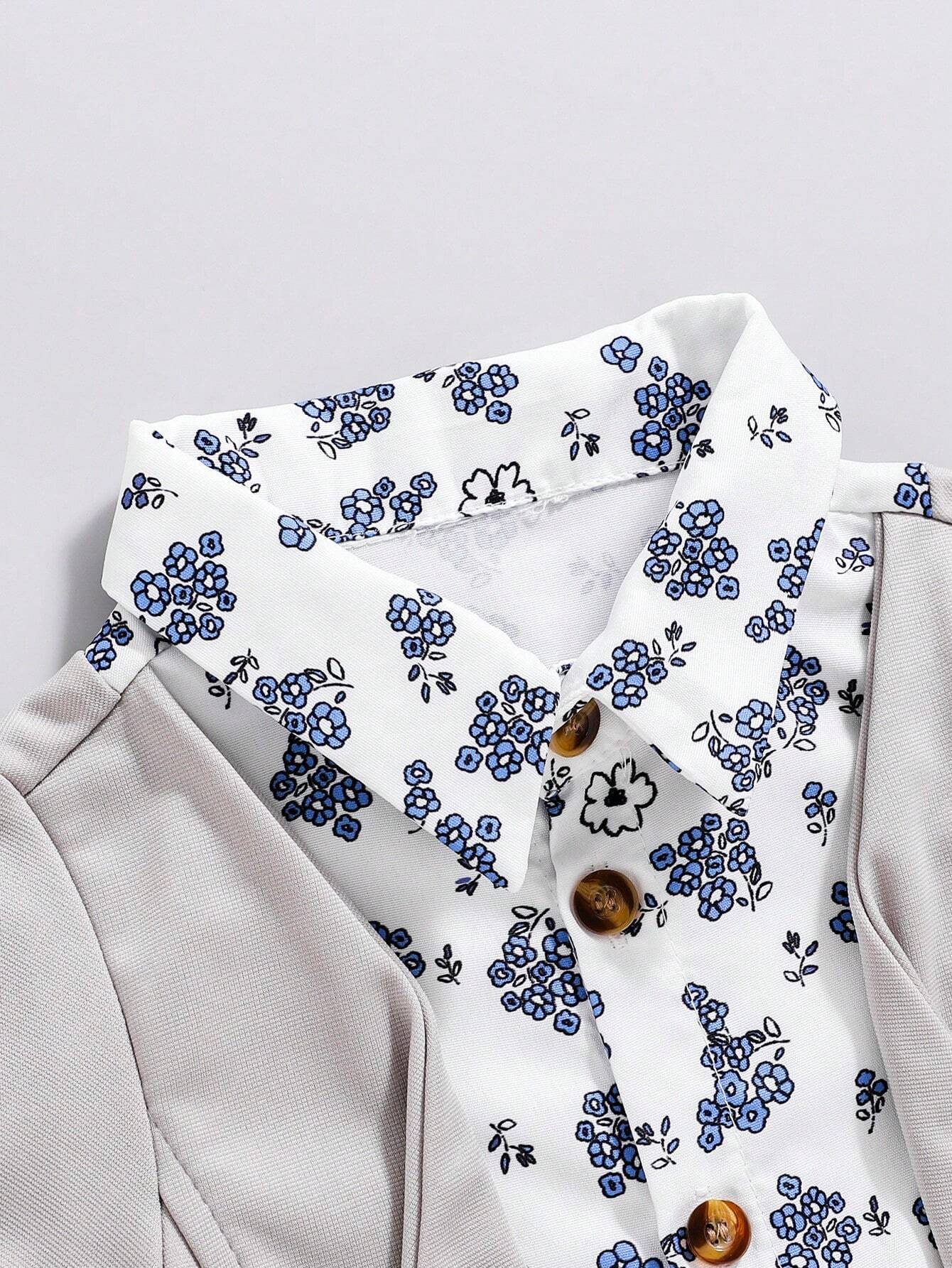 Conjunto elegante gris floral casual infantil