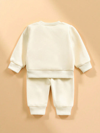 Prenda albaricoque conjunto de sudadera y pantalón para bebe vista posterior