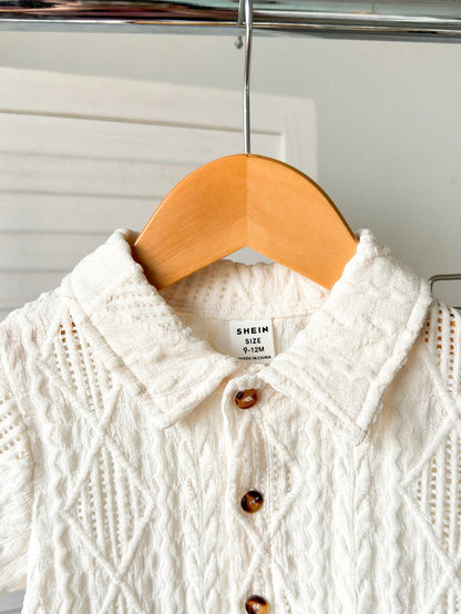Prenda albaricoque camisa para bebe detalle cuello camisero y botones