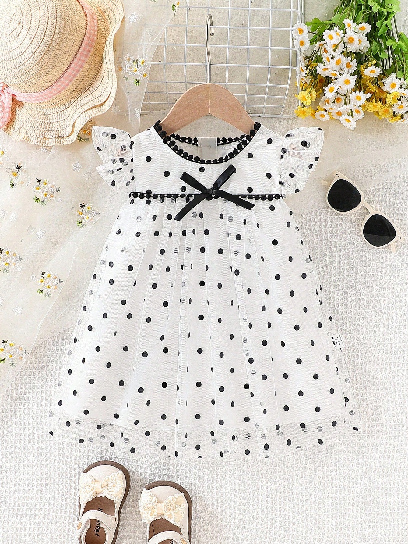 Vestido multicolor lunares elegante con lazo