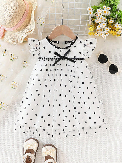 Vestido multicolor lunares elegante con lazo