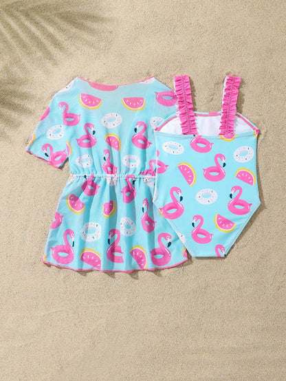 Traje de baño multicolor flamencos dulce verano