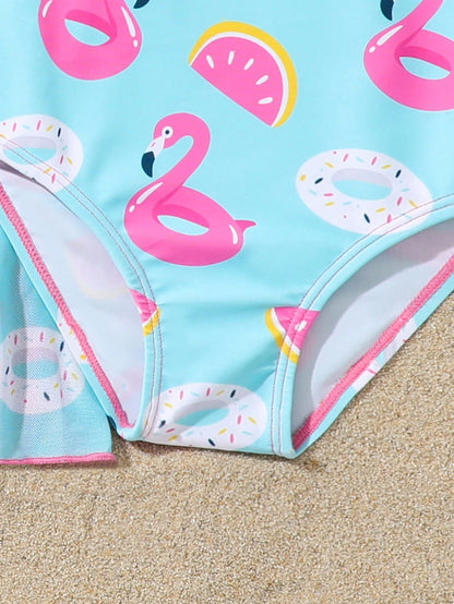 Traje de baño multicolor flamencos dulce verano