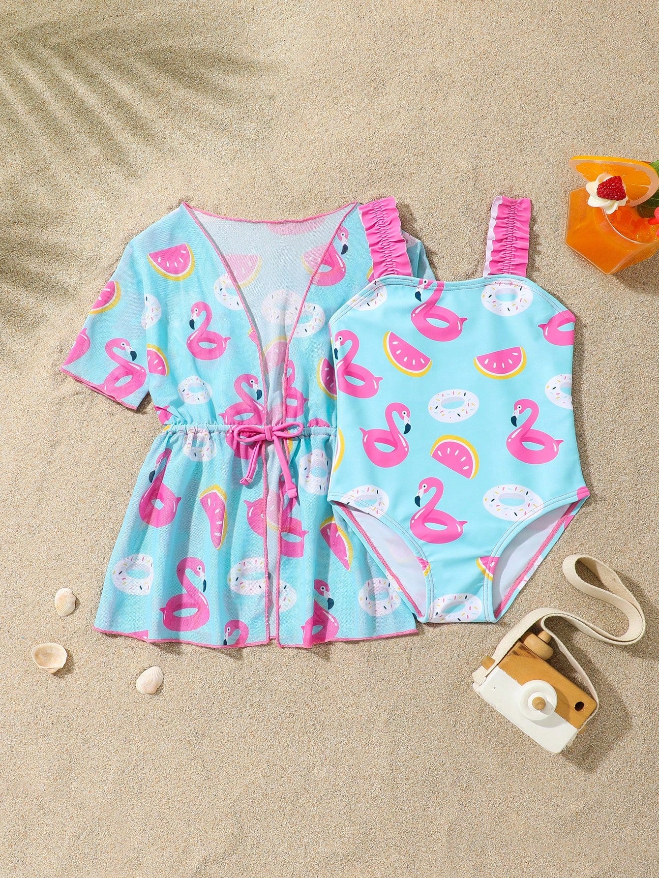 Traje de baño multicolor flamencos dulce verano
