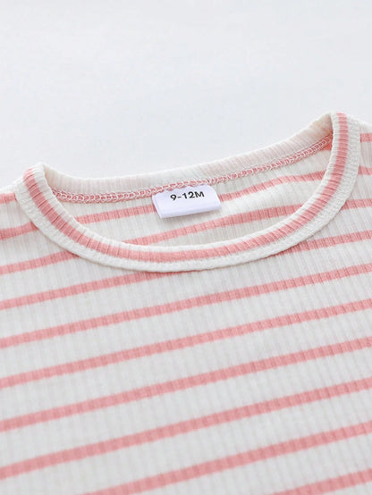 Conjunto casual rosa rayas con tirantes