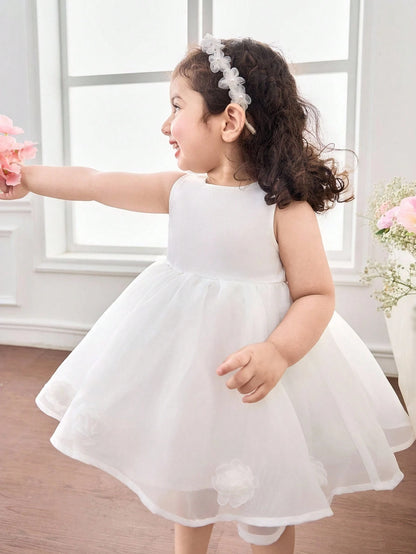 Vestido blanco de malla suave corte A