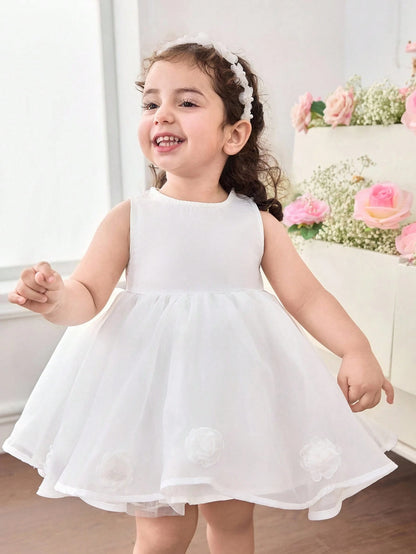 Vestido blanco de malla suave corte A
