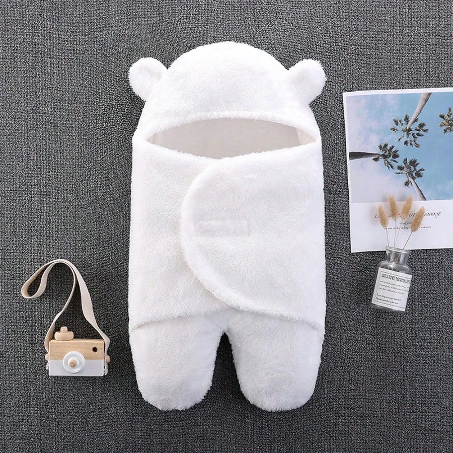 Sleeping blanco de felpa para bebé con gorrito cálido