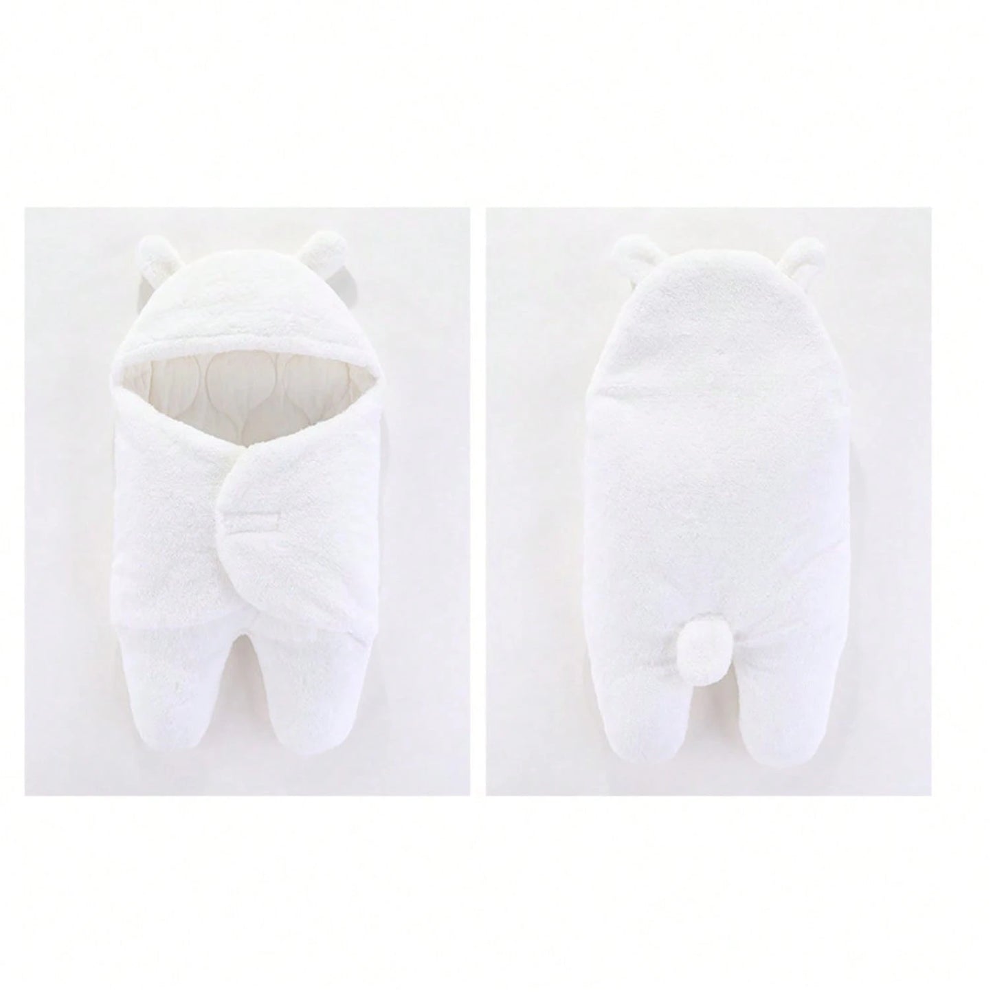 Sleeping blanco de felpa para bebé con gorrito cálido