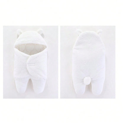 Sleeping blanco de felpa para bebé con gorrito cálido