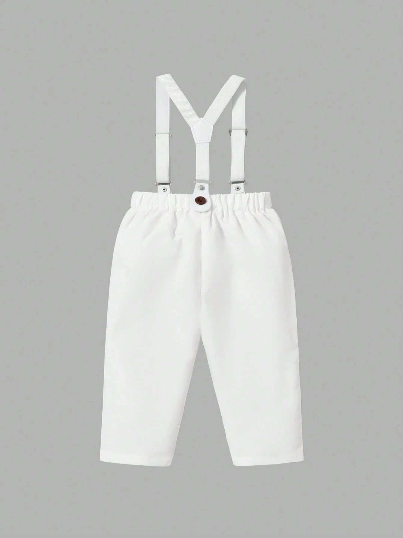 Prenda blanca pantalón para bebe con tirantes y botones