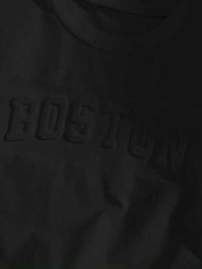 Prenda negra conjunto para bebe con detalle de estampado Boston en relieve