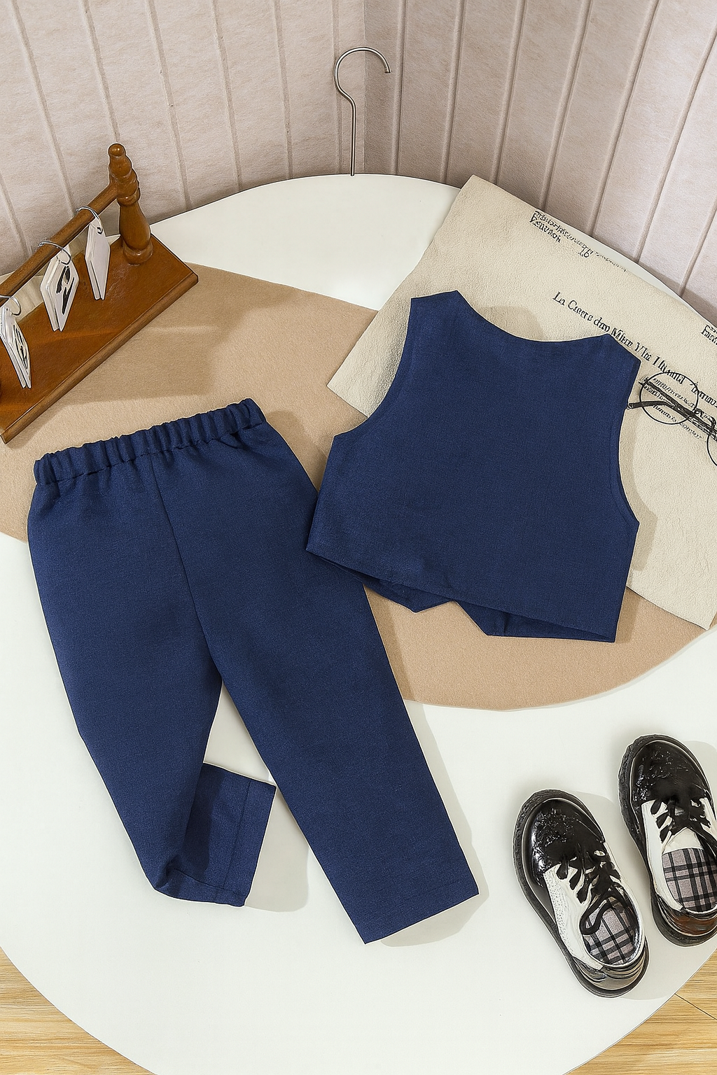 Elegante conjunto azul marino para bebé niño dos piezas