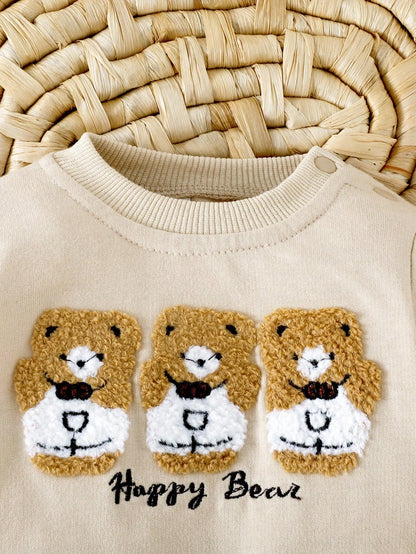 Prenda albaricoque sudadera para bebe con detalle de ositos bordados
