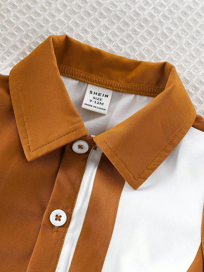 Prenda marrón camisa para bebe con cuello camisero y botones
