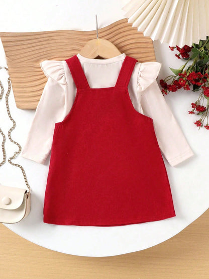Prenda burdeos conjunto para bebe con vestido de tirantes vista trasera
