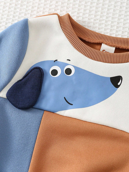 Conjunto cálido marrón perrito sudadera y pantalón cómodo