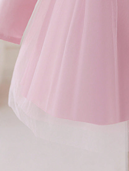 Prenda rosa vestido para bebe con detalle de falda de tul