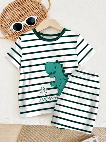 Prenda blanca pijama para bebe con detalle de dinosaurio verde