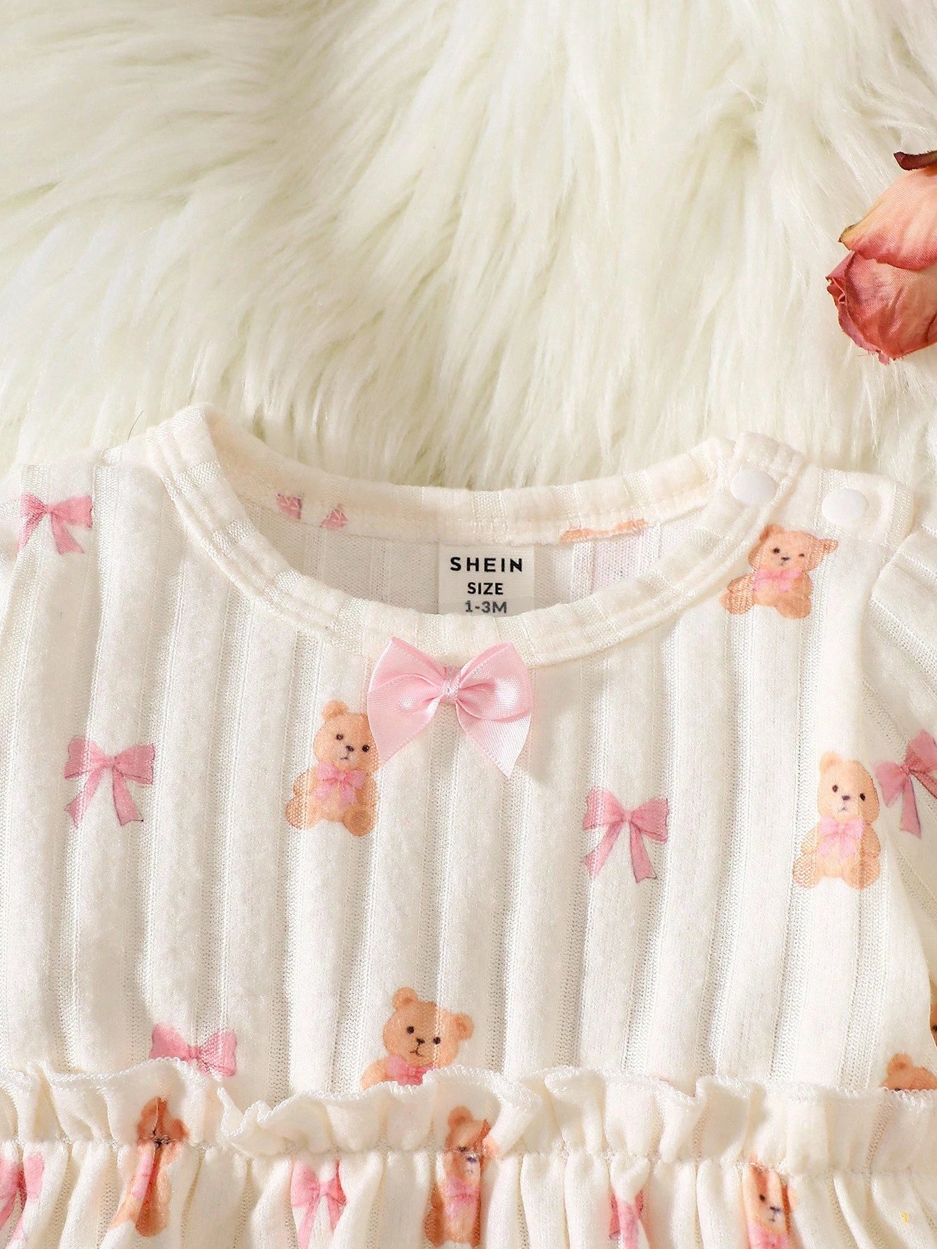 Vestido albaricoque con osos y lazo delicado