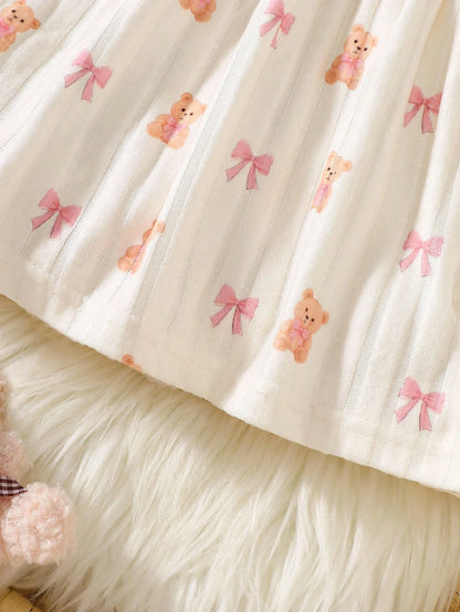 Vestido albaricoque con osos y lazo delicado