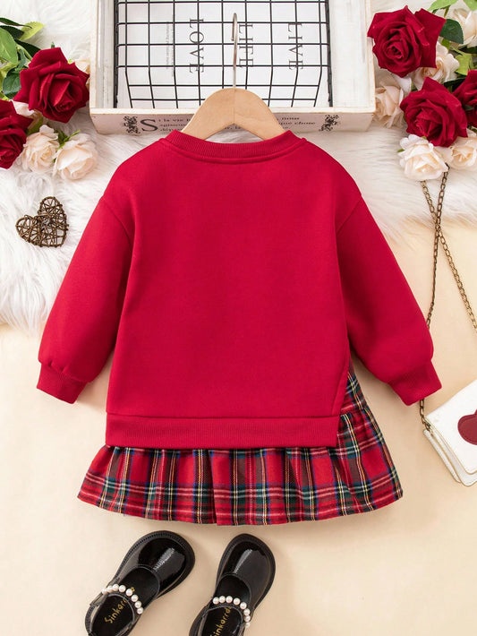 Vestido rojo con cuadros escoceses y volantes
