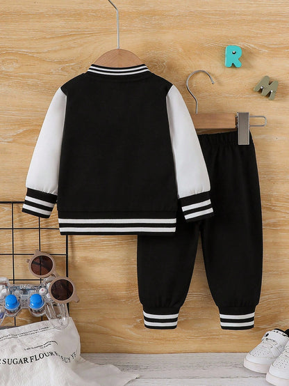Conjunto Universitario Negro Con Chaqueta Varsity