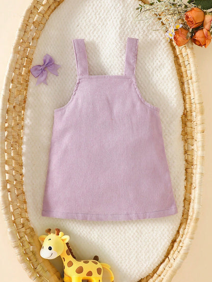 Prenda lila vestido para bebe con tirantes vista trasera