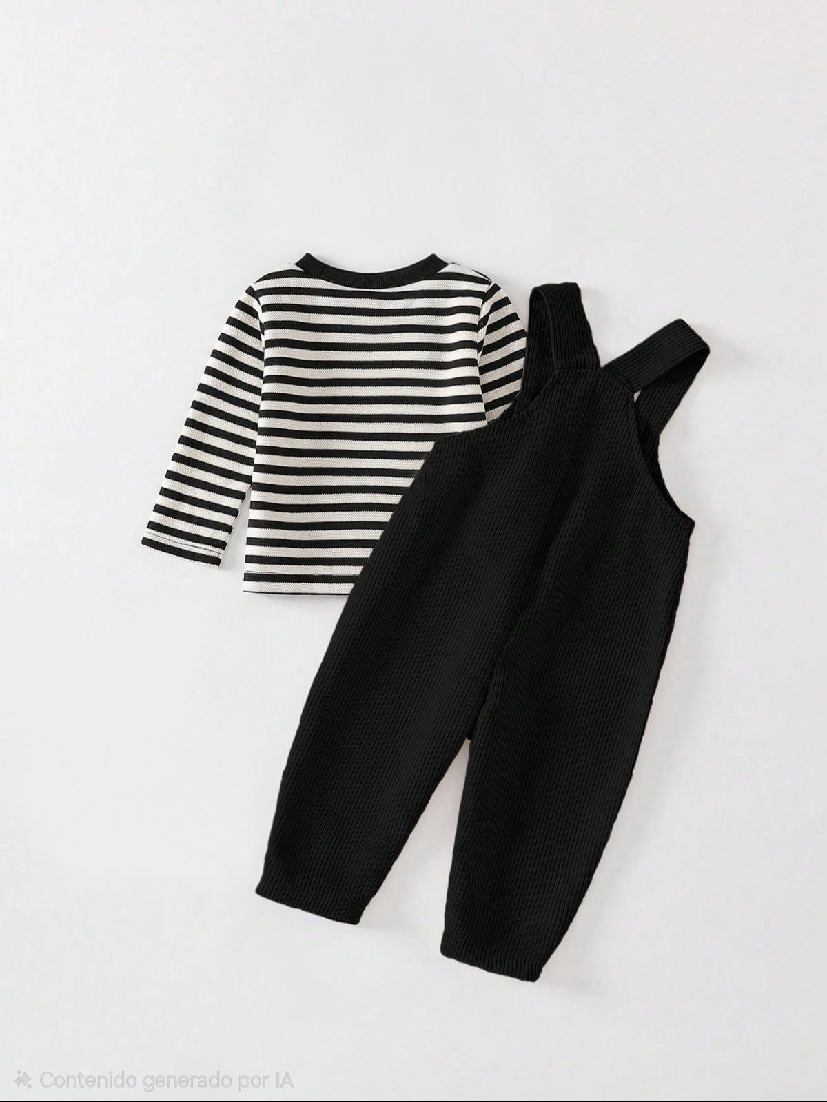 Conjunto Overol Negro Con Camiseta Rayas
