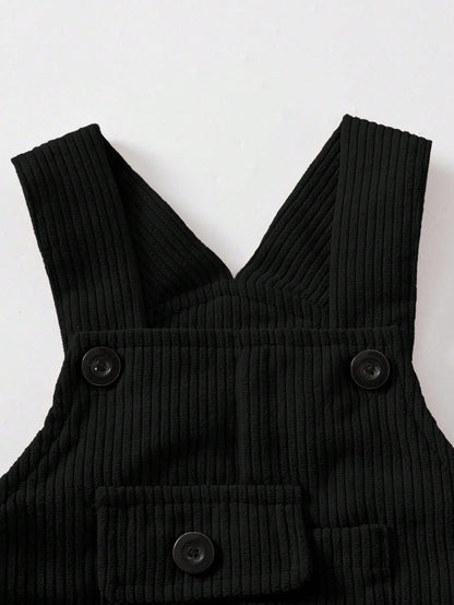 Conjunto Overol Negro Con Camiseta Rayas