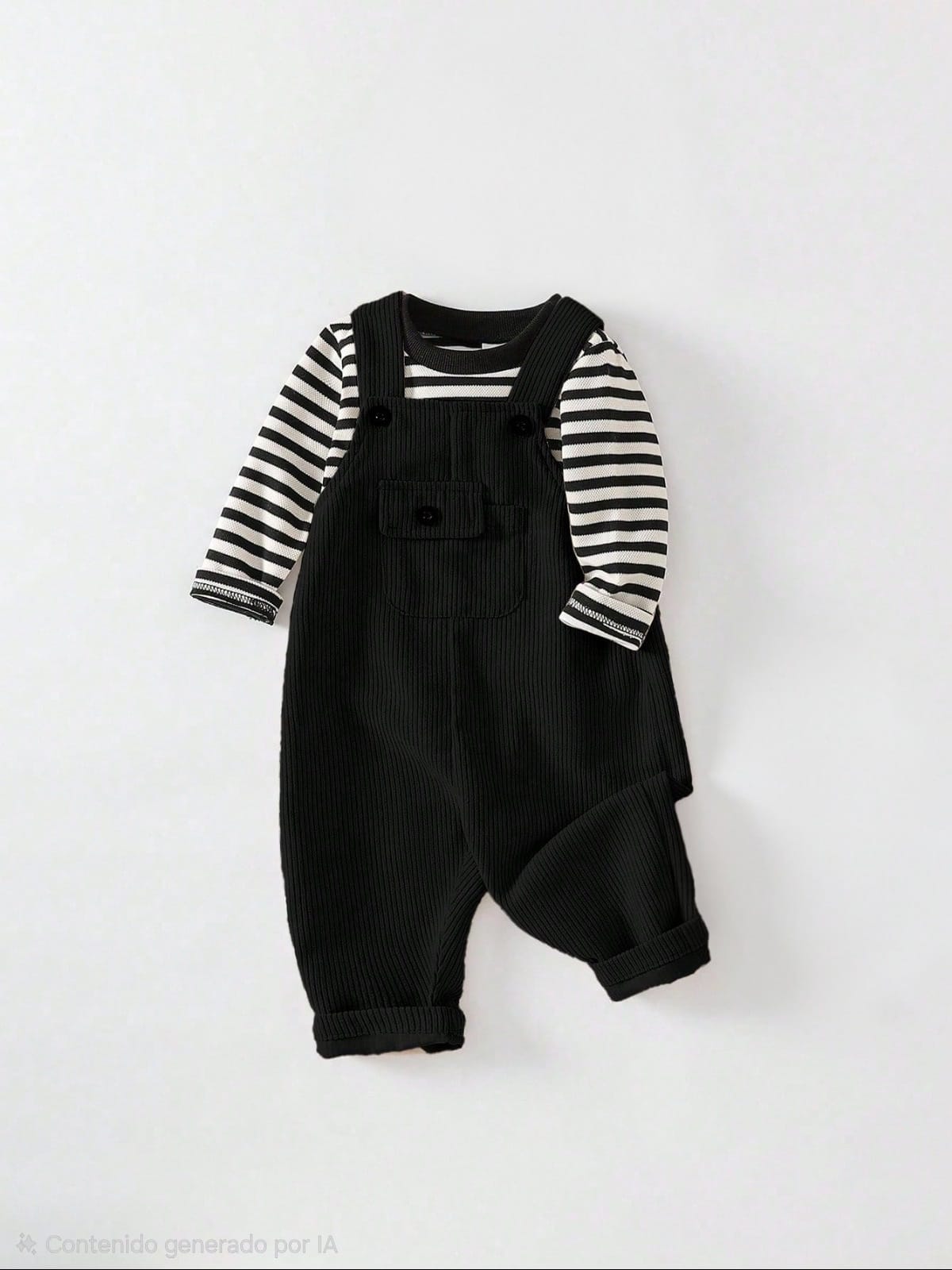 Conjunto Overol Negro Con Camiseta Rayas